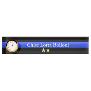 Thin Blue Line - Chief 2 Stars Rank Desk Name Plate