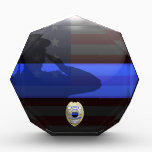 Thin Blue Line Chief Badge Acrylic Award<br><div class="desc">Customize this beautiful gift with your own text to suit the circumstances. This original Police 20 Yr Award Plaque badge artwork was designed specifically for law enforcement officers. It makes a wonderful gift for all of the usual gift occasions but also in acknowledgement of personal achievement, recognition, promotion or retirement....</div>