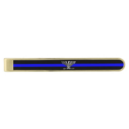 Thin Blue Line Chief Eagle Rank Gold Finish Tie Bar