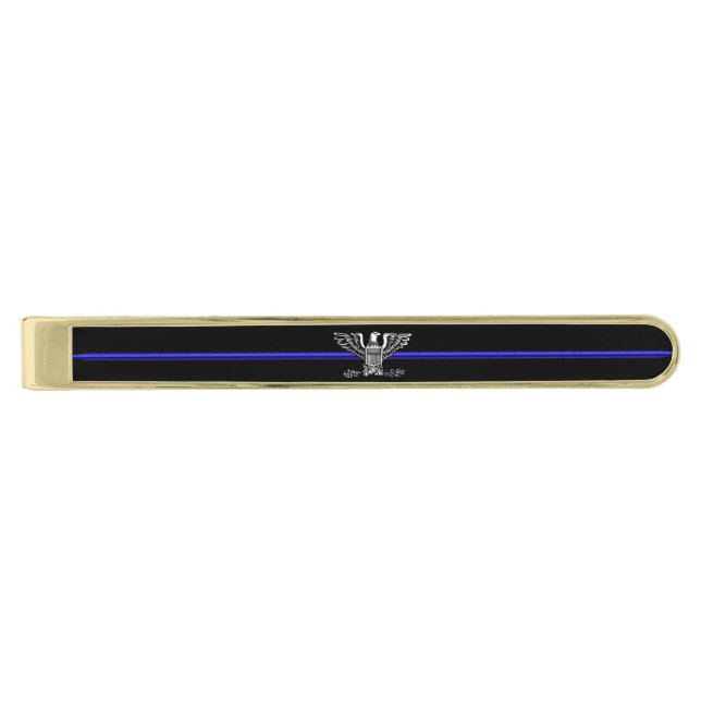 Thin Blue Line Chief Eagle Rank Gold Finish Tie Clip (Front)