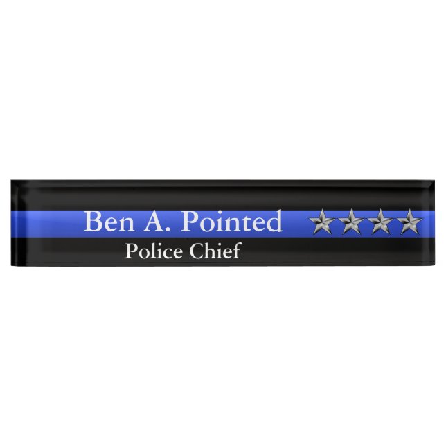 Thin Blue Line - Chief Four Stars Rank Name Plate (Front)