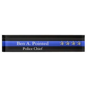 Thin Blue Line - Chief Four Stars Rank Name Plate