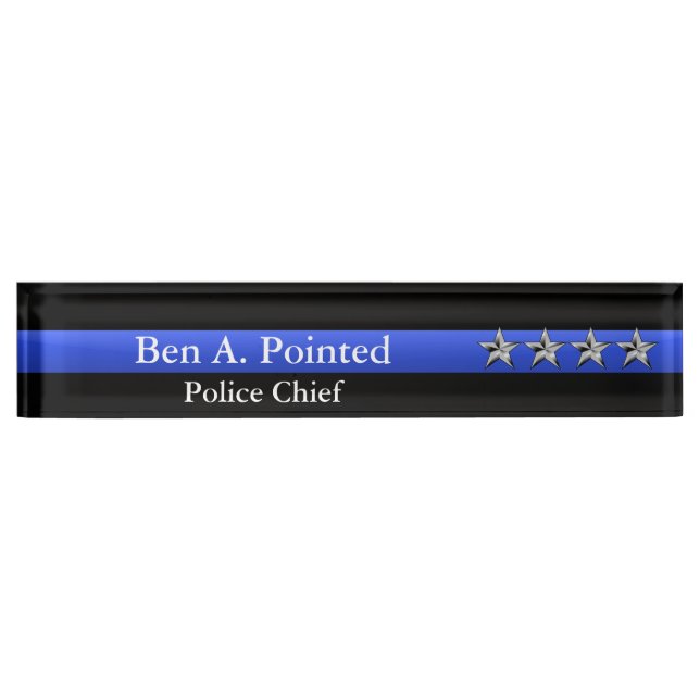 Thin Blue Line - Chief Four Stars Rank Name Plate (Front)