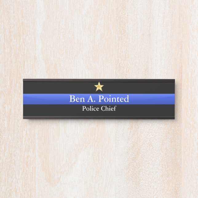 Thin Blue Line - Chief Gold Star Rank  Door Sign (Front)
