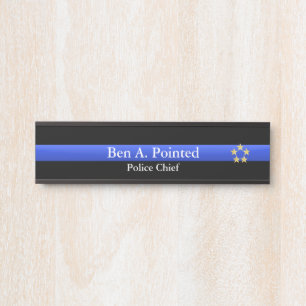 Thin Blue Line - Chief Gold Star Rank Door Sign