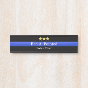 Thin Blue Line - Chief Gold Star Rank Door Sign