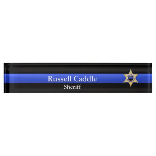 Thin Blue Line _ Chief Sheriff Star Badge Nameplate