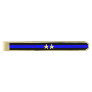 Thin Blue Line Chief Stars Rank Gold Finish Tie Bar