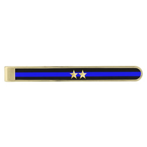 Thin Blue Line Chief Stars Rank Gold Finish Tie Bar