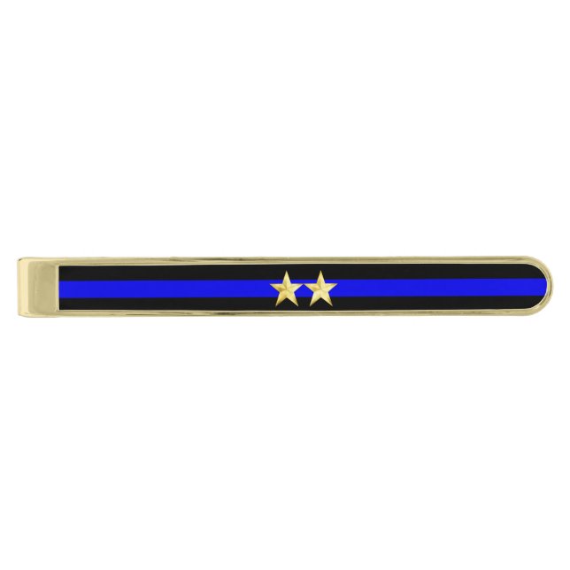 Thin Blue Line Chief Stars Rank Gold Finish Tie Bar (Front)