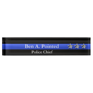 Thin Blue Line - Chief Three Star Rank Name Plate