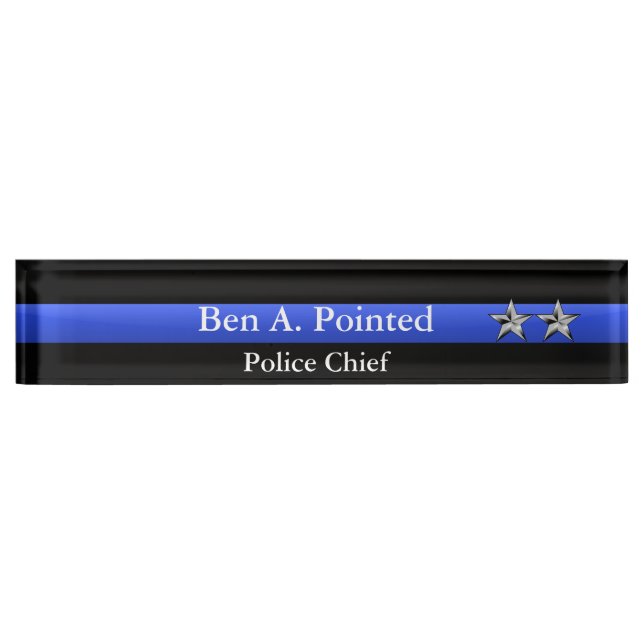Thin Blue Line - Chief Two Stars Rank Name Plate (Front)