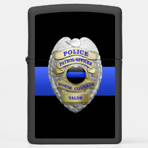 Thin Blue Line Choose Your Badge and Rank Zippo Lighter