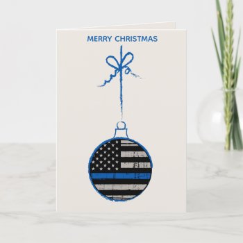 Thin Blue Line Christmas - Family Police Holiday Card by BlackDogArtJudy at Zazzle