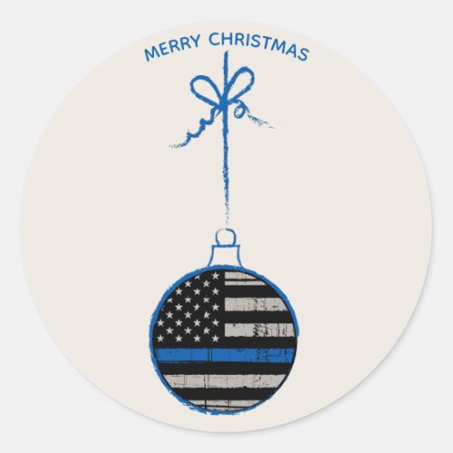 Thin Blue Line Christmas_ Law Enforcement _ Police Classic Round Sticker