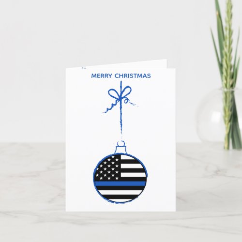 Thin Blue Line Christmas Law Enforcement Police  Holiday Card