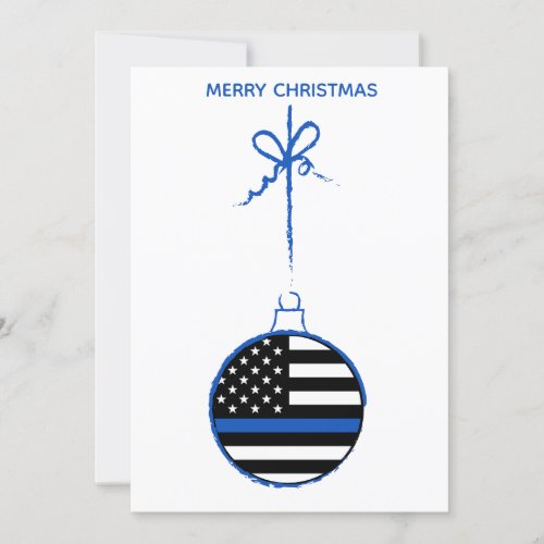 Thin Blue Line Christmas Law Enforcement Police Holiday Card