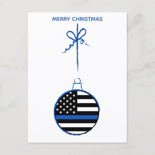 Thin Blue Line Christmas Law Enforcement Police Holiday Postcard