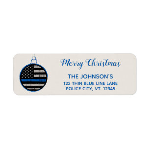 Thin Blue Line Christmas- Law Enforcement - Police Label