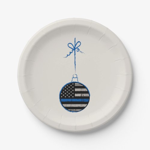 Thin Blue Line Christmas _ Police Law Enforcement Paper Plates