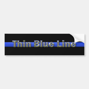 Thin Blue Line Chrome Text Bumper Sticker