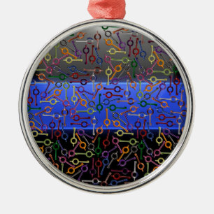 Thin Blue Line Colorful Handcuff Keys Metal Ornament