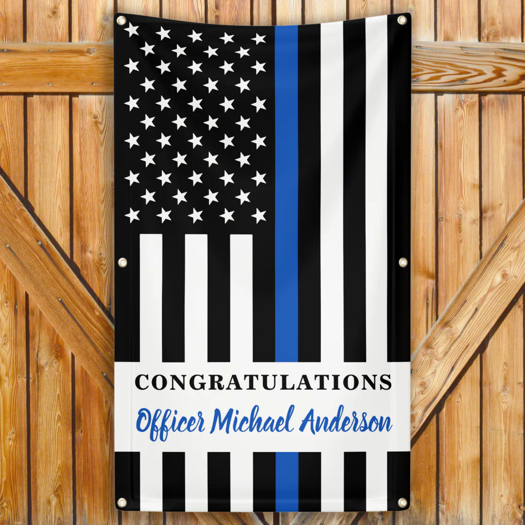 Thin Blue Line Congratulations Police Party Banner (Creator Uploaded)