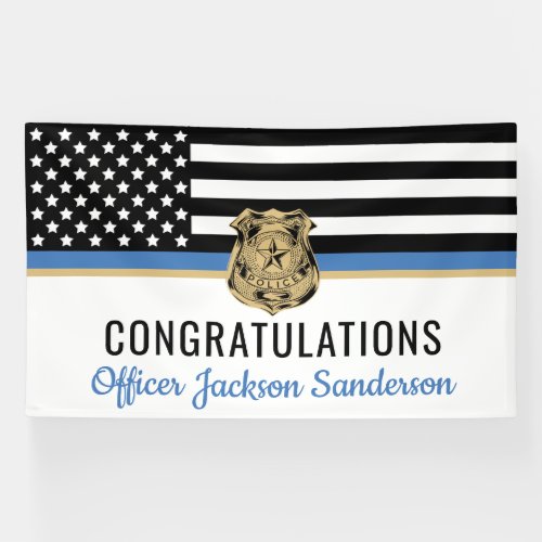 Thin Blue Line Congratulations Police Retirement Banner