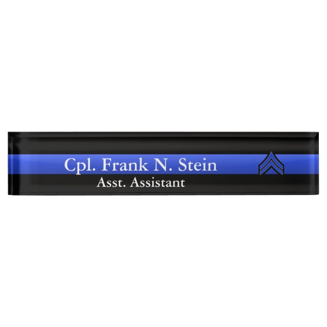 Thin Blue Line - Corporal Stripes Rank Name Plate (Front)