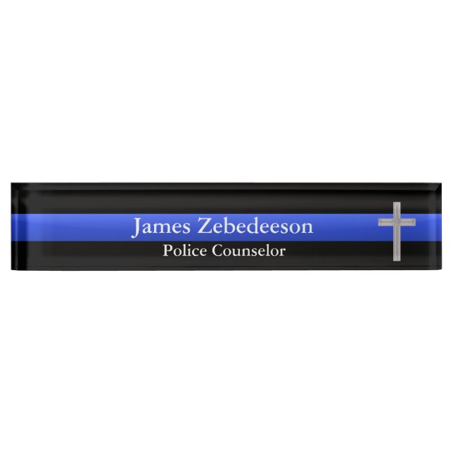 Thin Blue Line - Counselor Cross Nameplate (Front)