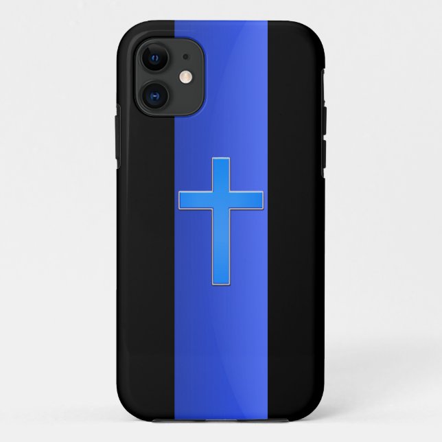 Thin Blue Line & Cross Case-Mate iPhone Case (Back)