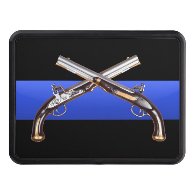 Thin Blue Line Crossed Pistols Hitch Cover (Front)