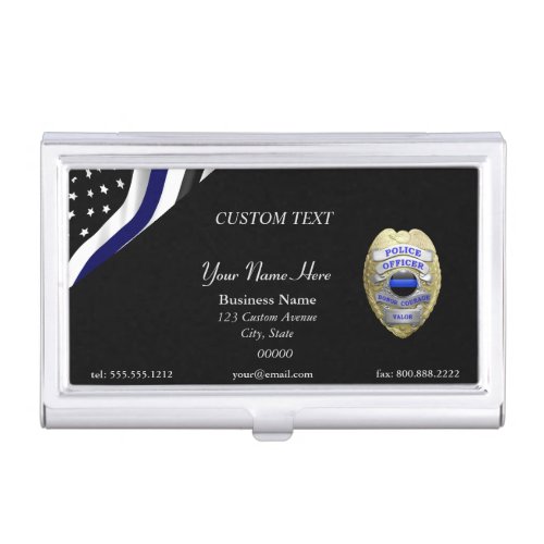 Thin Blue Line Custom Badge Business Card Case