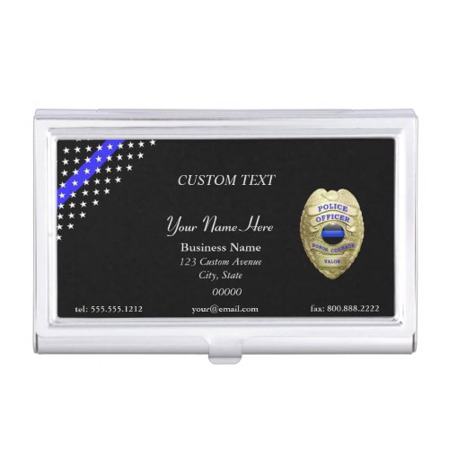 Thin Blue Line Custom Badge Business Card Case