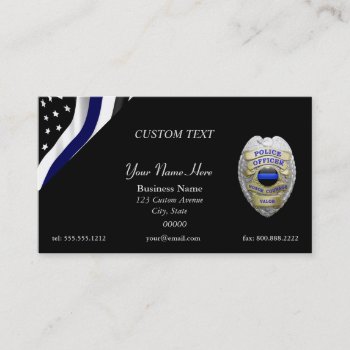 Thin Blue Line Custom Flag And Badge Business Card by DimeStore at Zazzle