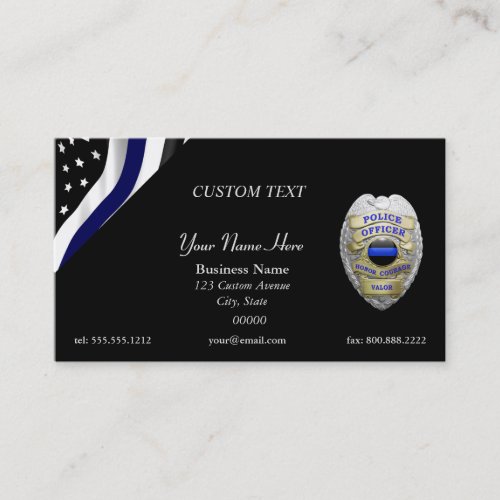 Thin Blue Line Custom Flag and Badge Business Card