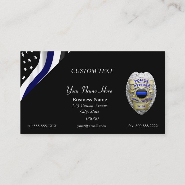 Thin Blue Line Custom Flag and Badge Business Card (Front)