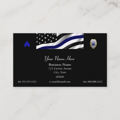 Thin Blue Line Custom Flag and Badge Business Card