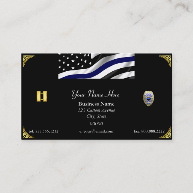 Thin Blue Line Custom Flag and Badge Business Card (Front)