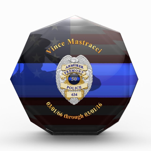 Thin Blue Line Custom Fremont Plaque (Front)