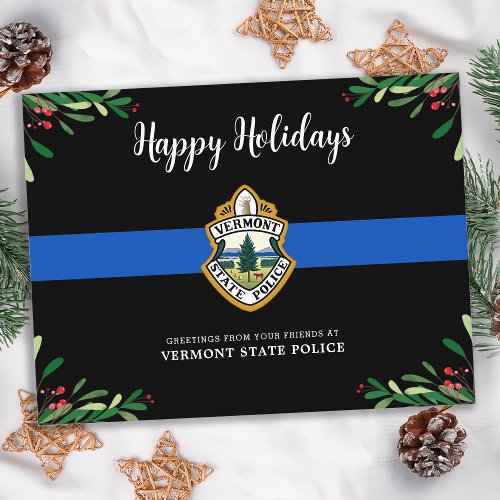 Thin Blue Line Custom Logo Police Department Holiday Postcard