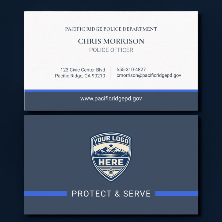 Thin Blue Line Custom Logo Police Officer Business Card