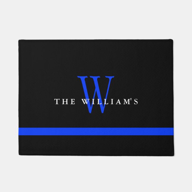 Thin Blue Line Custom Monogram Doormat (Front)