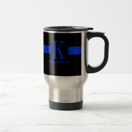 Thin Blue Line Custom Monogram Travel Mug