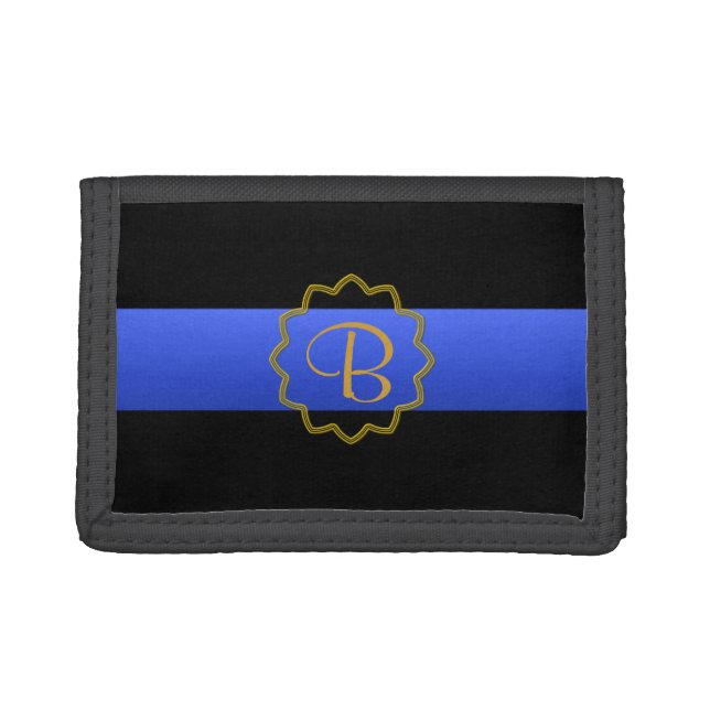 Thin Blue Line - Custom Monogram Trifold Wallet (Front)