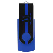 Thin Blue Line Custom Monogram USB Flash Drive (Front Vertical)