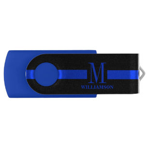 Thin Blue Line Custom Monogram USB Flash Drive