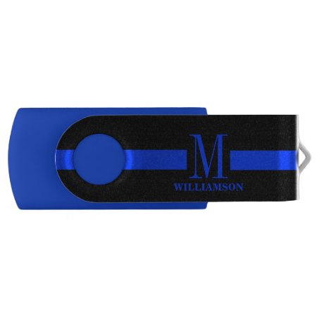 Thin Blue Line Custom Monogram Usb Flash Drive