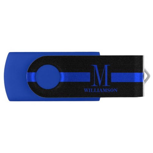 Thin Blue Line Custom Monogram USB Flash Drive