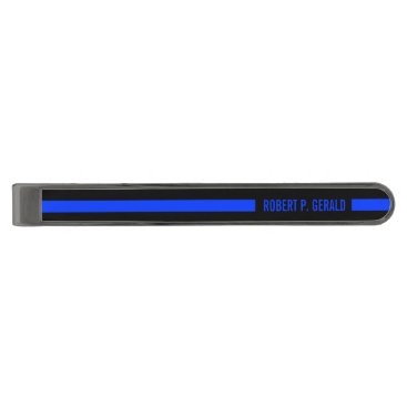 Thin Blue Line Custom Name Serviceman Gunmetal Finish Tie Clip Thin Blue Line Custom Name Serviceman Gunmetal Finish Tie Clip